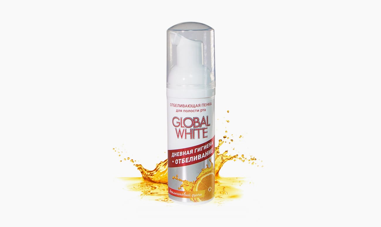 Фото отбеливающей пенки GLOBAL WHITE Апельсиновый фреш