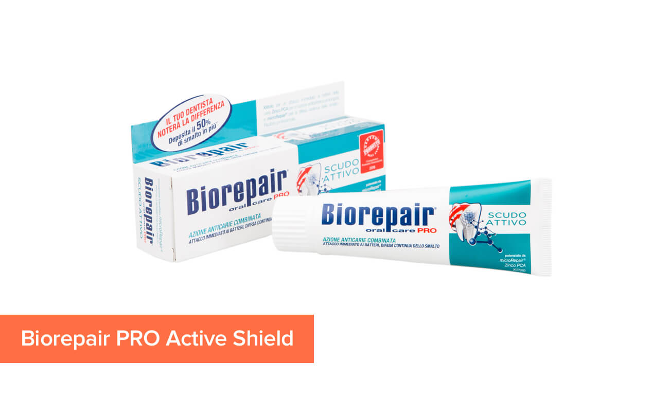 Фото зубной пасты с гидроксиапатитом Biorepair PRO Active Shield