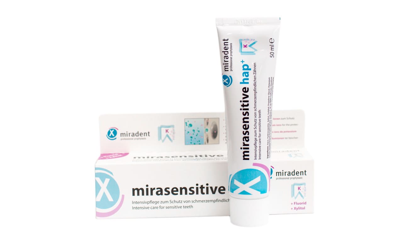 Фото зубной пасты с фтором Miradent® Mirasensitive Hap+